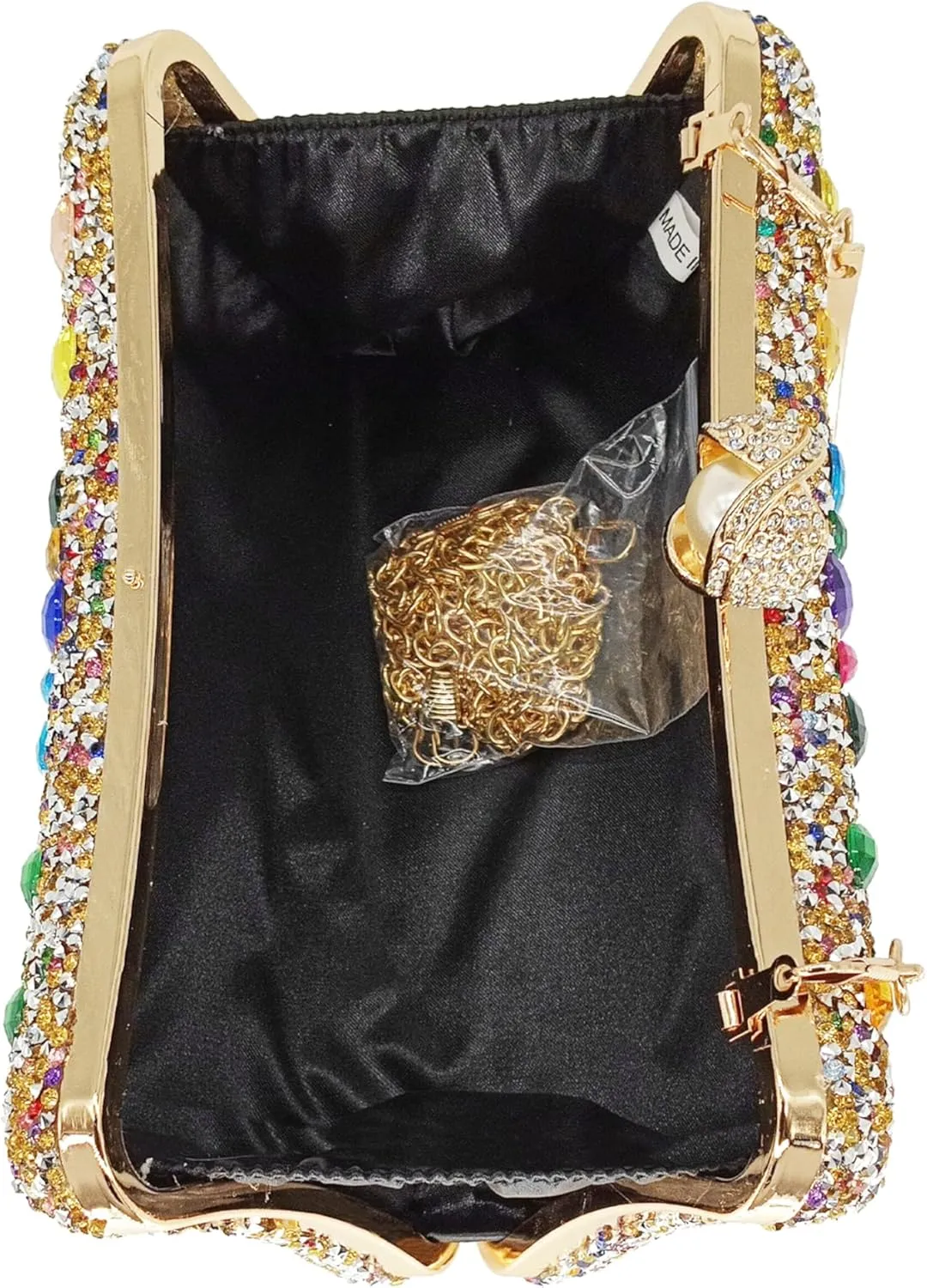 Rhinestone Clutch Purses for Women Evening Wedding Formal - Round Pearl Clasp Handbag - Crystal Diamond Bag
