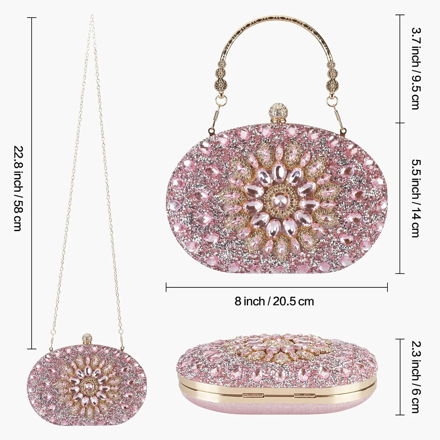 Rhinestone Evening Clutch Purses for Women Evening Weddings,Party Purses Crystal Diamond Glitter Sparkly Handbag