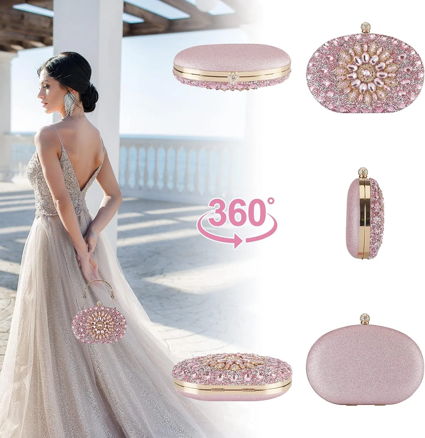 Rhinestone Evening Clutch Purses for Women Evening Weddings,Party Purses Crystal Diamond Glitter Sparkly Handbag