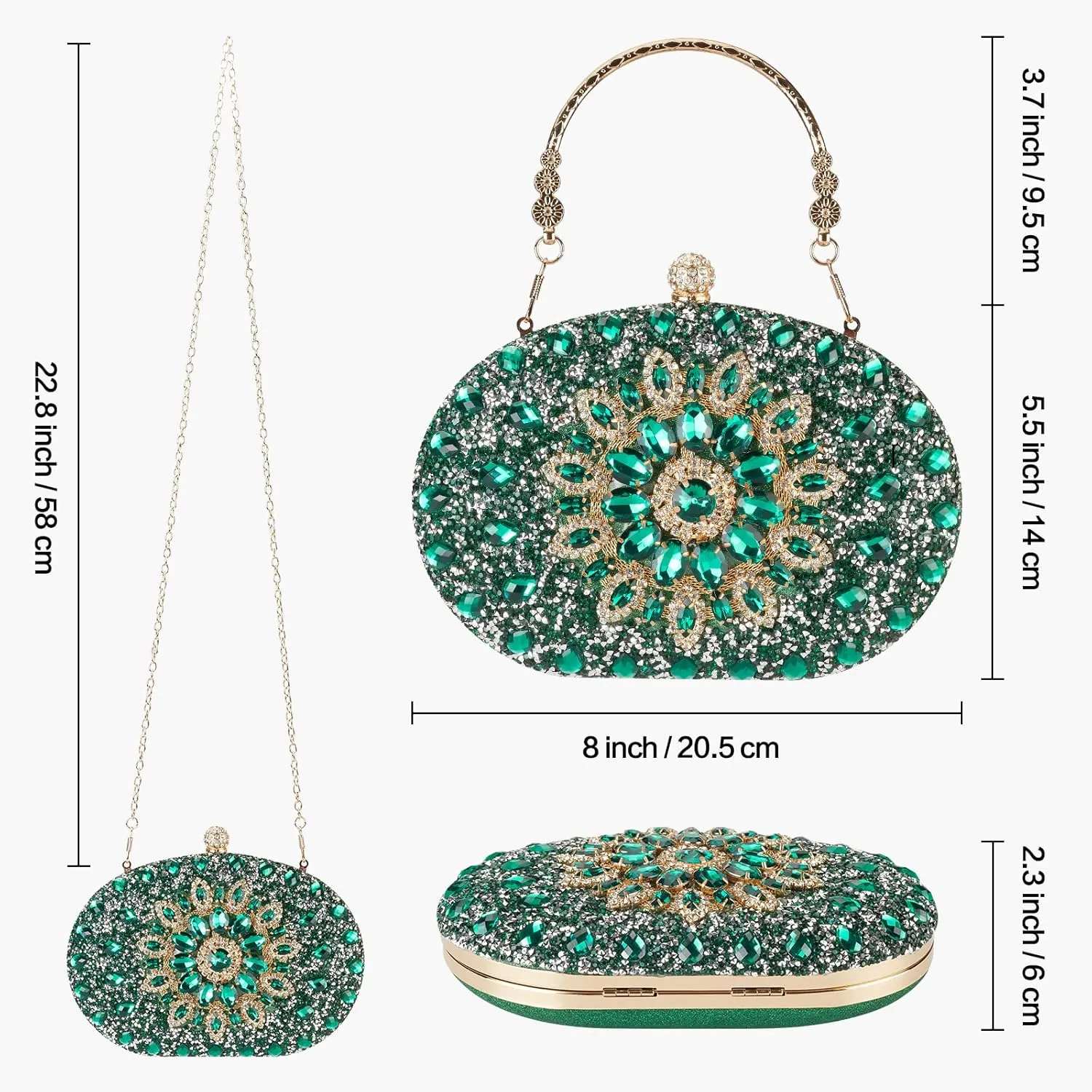 Rhinestone Evening Clutch Purses for Women Evening Weddings,Party Purses Crystal Diamond Glitter Sparkly Handbag