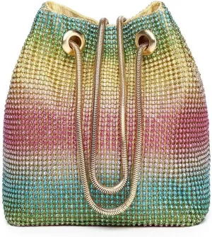 Rhinestone Purse, Evening Bags for Women, Dress Clutch Cross Body Handbags for Prom Formal Party, Rainbow