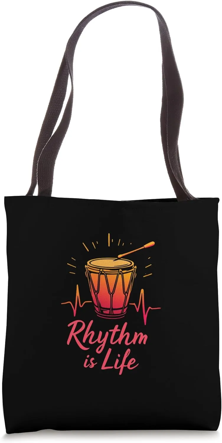 Rhythm Is Life Drum Tote Bag