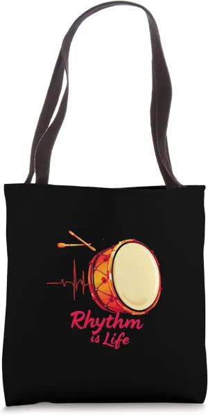 Rhythm Is Life Music Drum Tote Bag