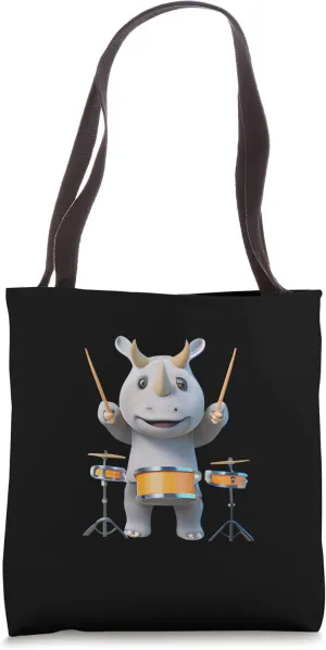 Rhythmic Rhino - The Drumming Prodigy Tote Bag