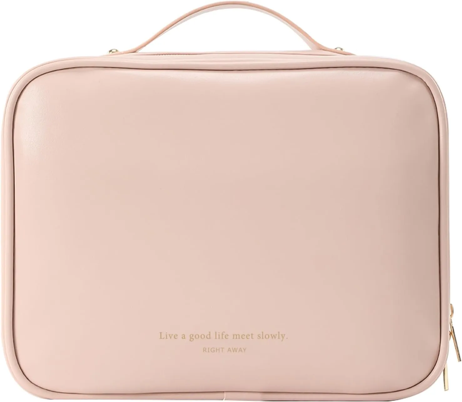 RIGHT AWAY Travel Toiletry Bag for Women, Large Makeup Bag& Cases, Waterproof Makeup Organizer Cosmetic Bag with Compartments,Portable Make Up Bag for Travel Size Toiletries,Skincare,Brushes Set,Pink