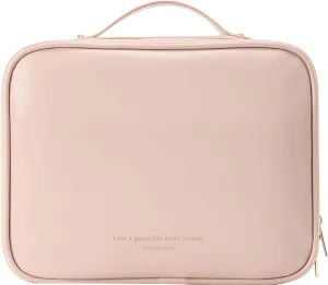 RIGHT AWAY Travel Toiletry Bag for Women, Large Makeup Bag& Cases, Waterproof Makeup Organizer Cosmetic Bag with Compartments,Portable Make Up Bag for Travel Size Toiletries,Skincare,Brushes Set,Pink