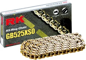 RK Racing Chain GB525XSO-110 (525 Series) Gold 110 Link High Performance Street and Off-Road RX-Ring Chain with Connecting Link