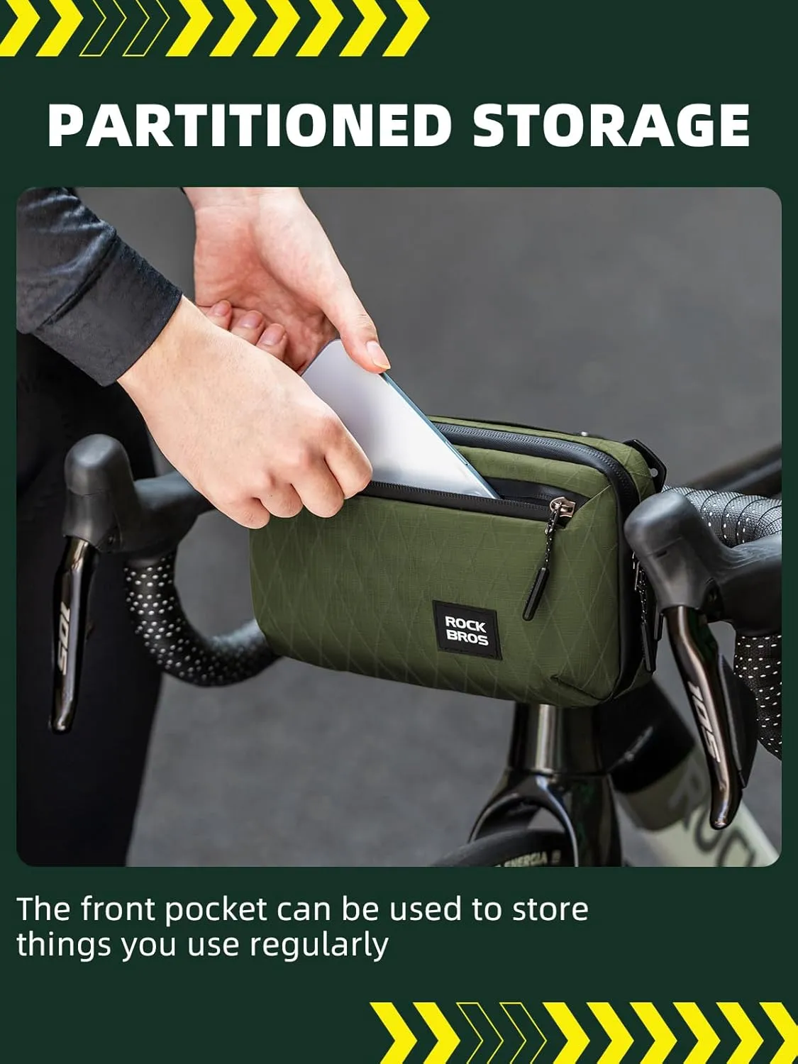 ROCKBROS Bike Handlebar Bag, 2.1L Large Capacity Bike Front Bag, Quick Release Handlebar Bags for Bicycles Scooters, Multifunctional Shoulder Waist Bag