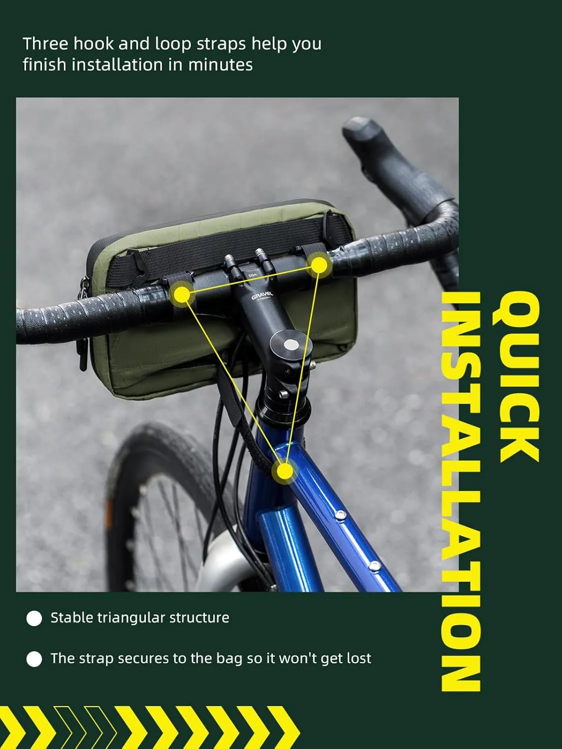 ROCKBROS Bike Handlebar Bag, 2.1L Large Capacity Bike Front Bag, Quick Release Handlebar Bags for Bicycles Scooters, Multifunctional Shoulder Waist Bag
