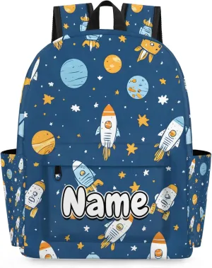Rocket Personalized Backpack Bag with Name Lightweight Custom Shoulder Bags Waterproof Casual Backpacks Travel Laptop Bag 15.1in