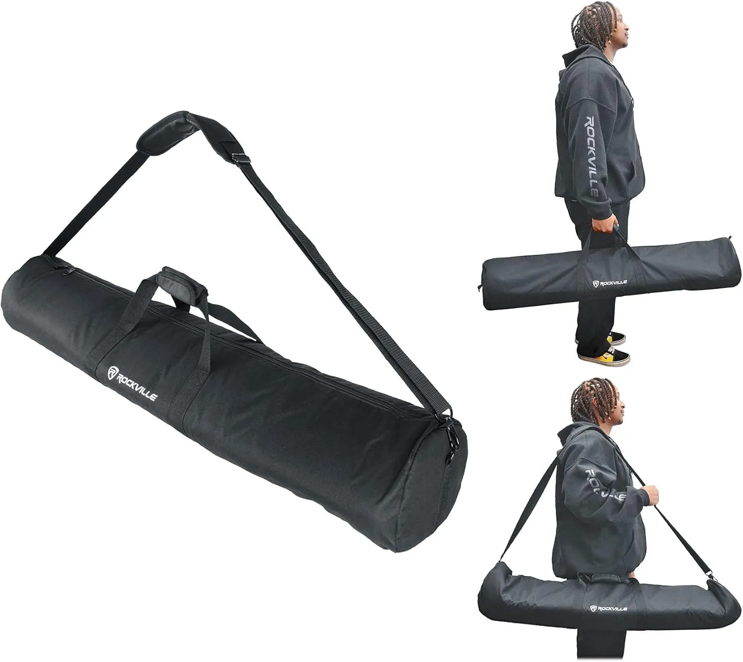 Rockville ESB2 Bag for Pair Tripod Pro DJ Speaker Stands w Foam Padding Divider