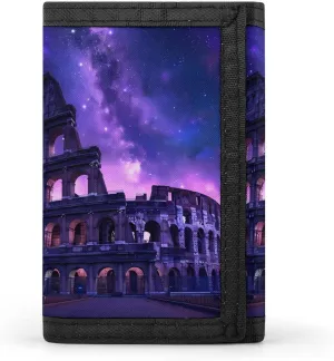 Rome Italy Famous Ancient Landmark Trifold Wallet Portable Slim Purse Card Holder with Zip Pocket for Men Women