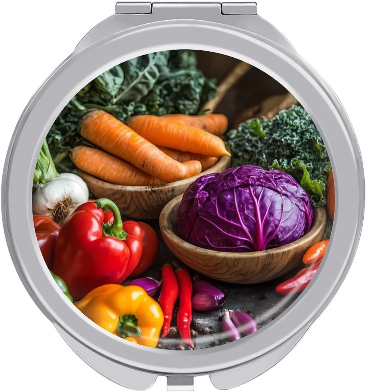 Root Crops Vegetables Compact Makeup Mirror Mini Foldable Cosmetic Mirror Portable Travel Mirror for Purse Pocket