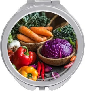 Root Crops Vegetables Compact Makeup Mirror Mini Foldable Cosmetic Mirror Portable Travel Mirror for Purse Pocket