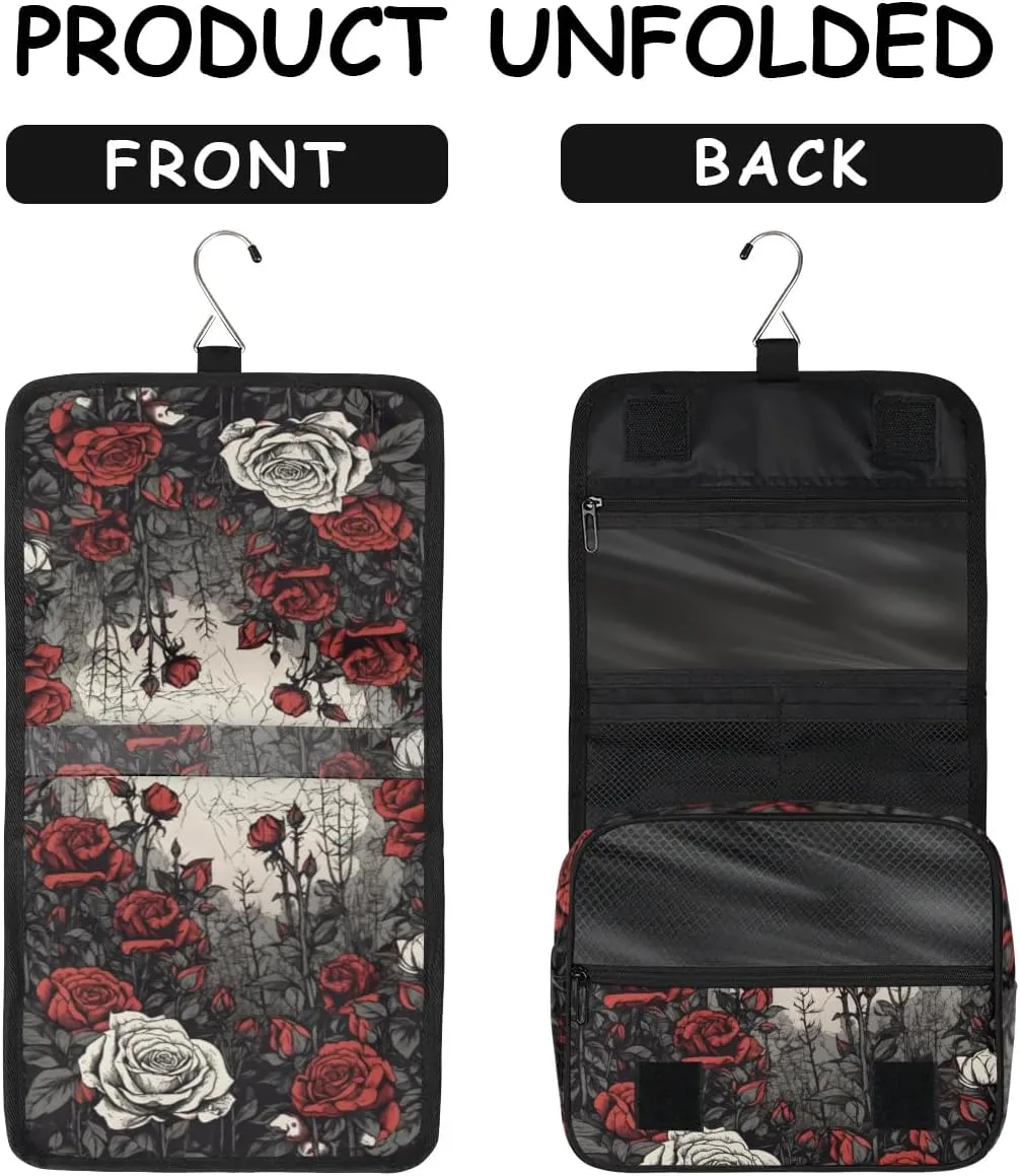 Rose Hanging Travel Toiletry Bag for Kids, Women Cosmetic Organizer Makeup Bag Pouch Men Shaving Dopp Kit Shower Bag With Sturdy Hook