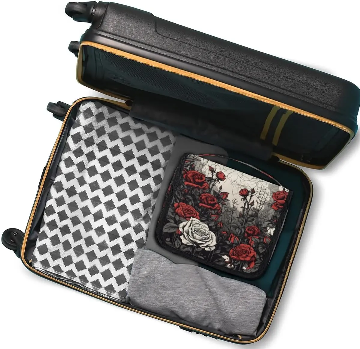 Rose Hanging Travel Toiletry Bag for Kids, Women Cosmetic Organizer Makeup Bag Pouch Men Shaving Dopp Kit Shower Bag With Sturdy Hook