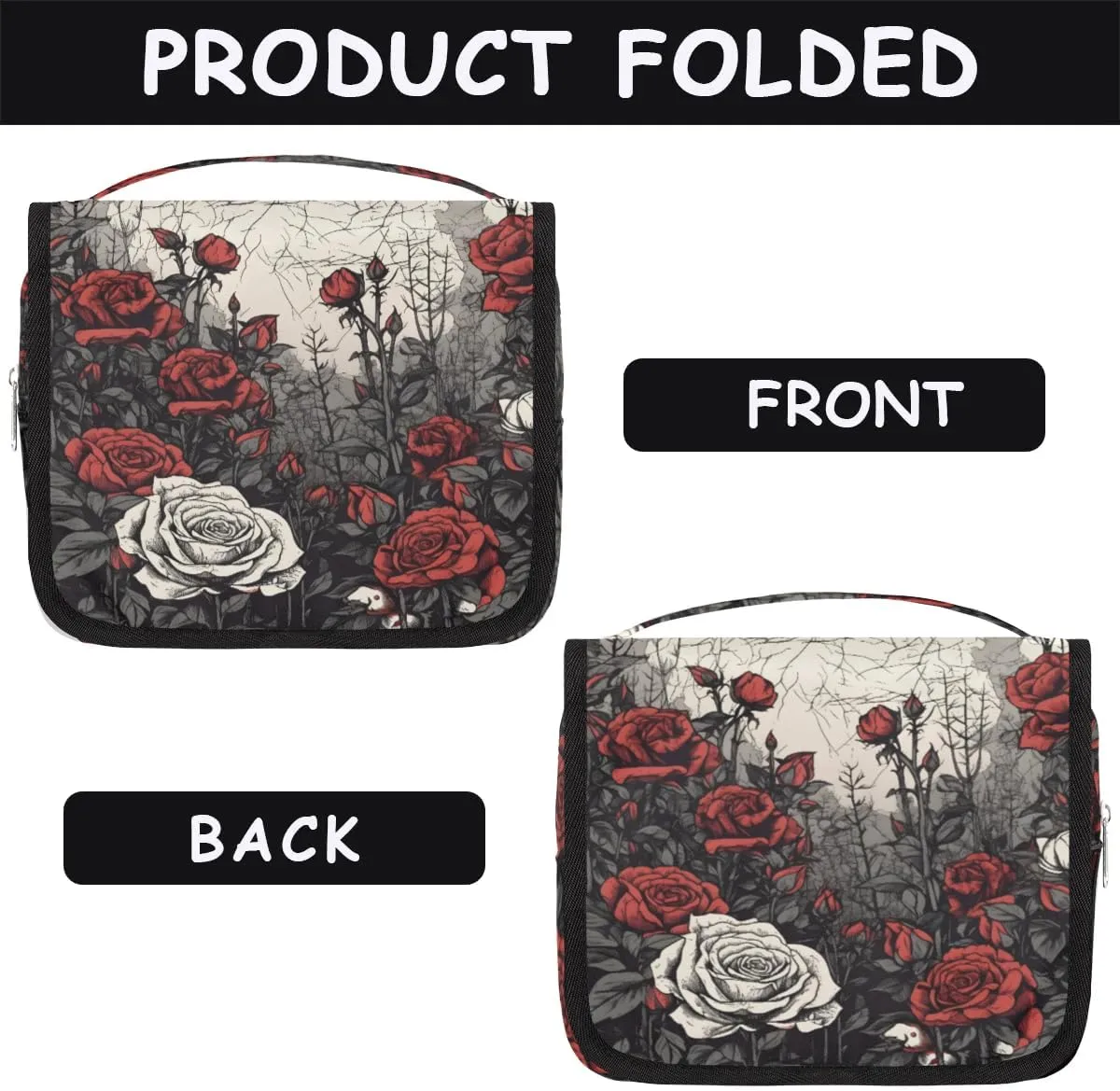 Rose Hanging Travel Toiletry Bag for Kids, Women Cosmetic Organizer Makeup Bag Pouch Men Shaving Dopp Kit Shower Bag With Sturdy Hook