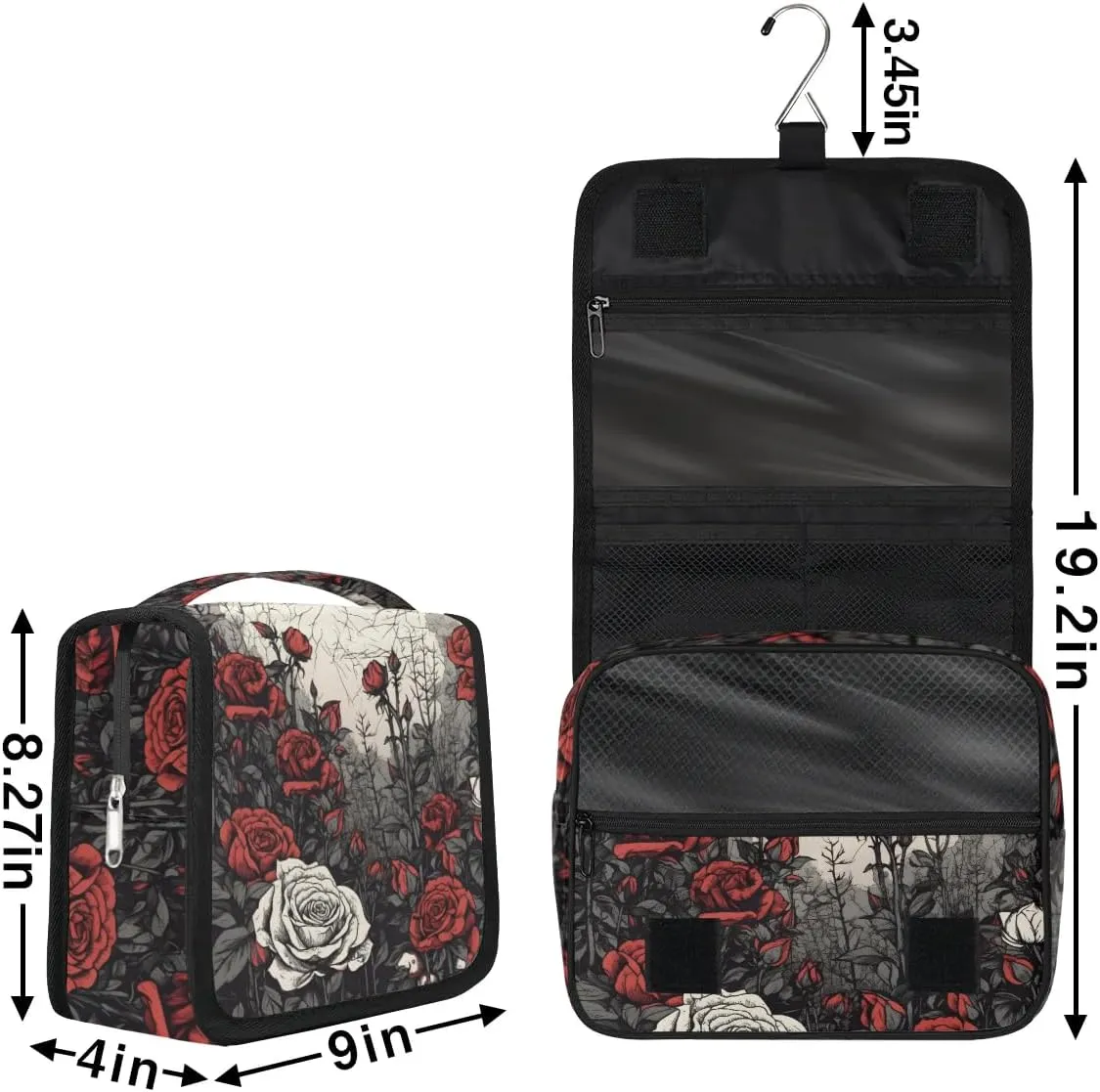 Rose Hanging Travel Toiletry Bag for Kids, Women Cosmetic Organizer Makeup Bag Pouch Men Shaving Dopp Kit Shower Bag With Sturdy Hook
