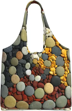 Round Cobblestones Print Classic Soft Grocery Cloth Bag Aesthetic Tote Bag For Beach Travel Shopping