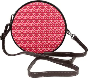 Round Crossbody Bag Small Circle Purse Zip Handbag for Women