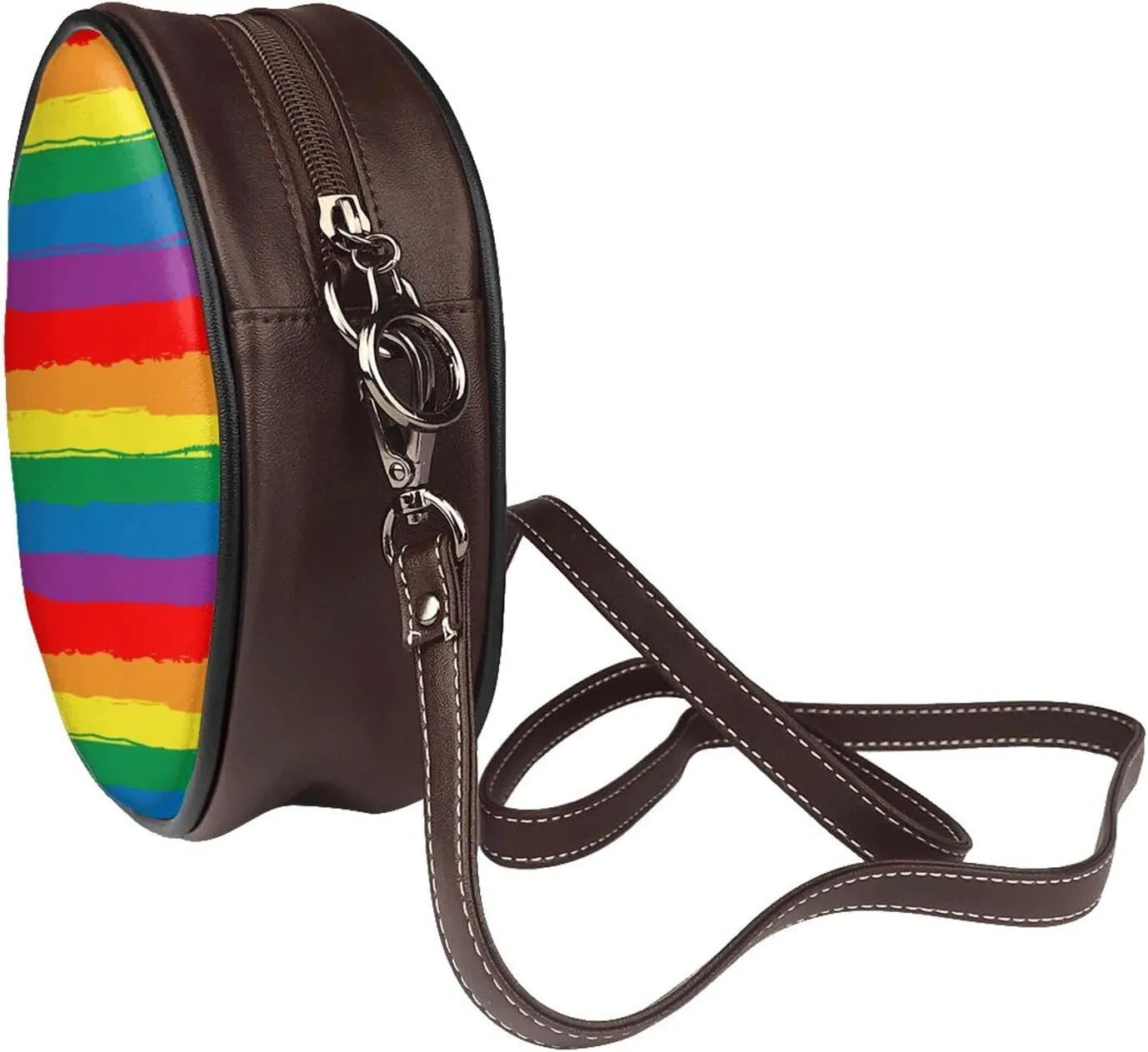 Round Crossbody Bags for Women and Purses, PU Leather Handbag Wristlet Circle Bag