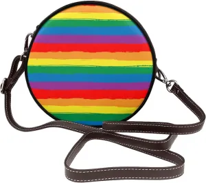 Round Crossbody Bags for Women and Purses, PU Leather Handbag Wristlet Circle Bag