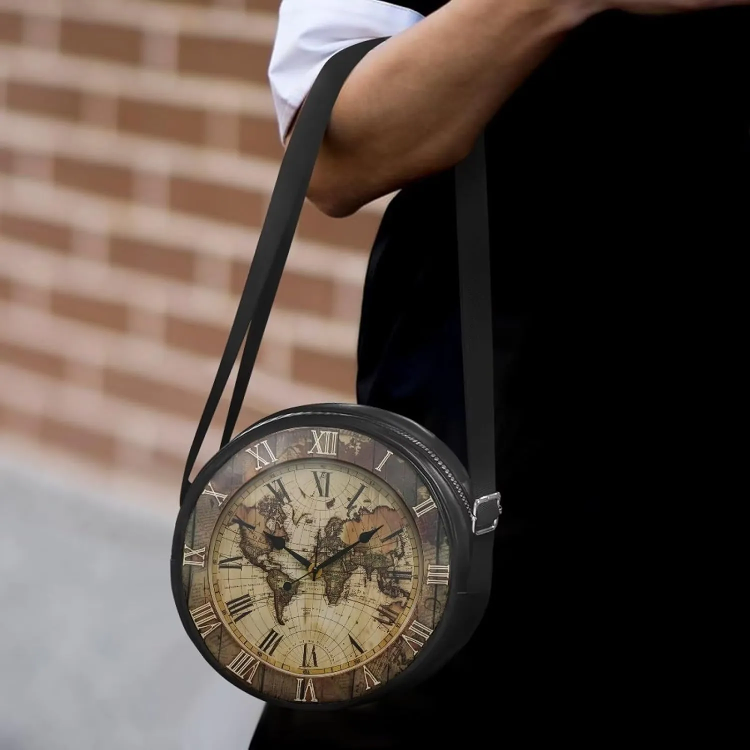 Round Crossbody Bags for Women, Leather Circle Purse Zipper Small Shoulder Bag with Adjustable Straps