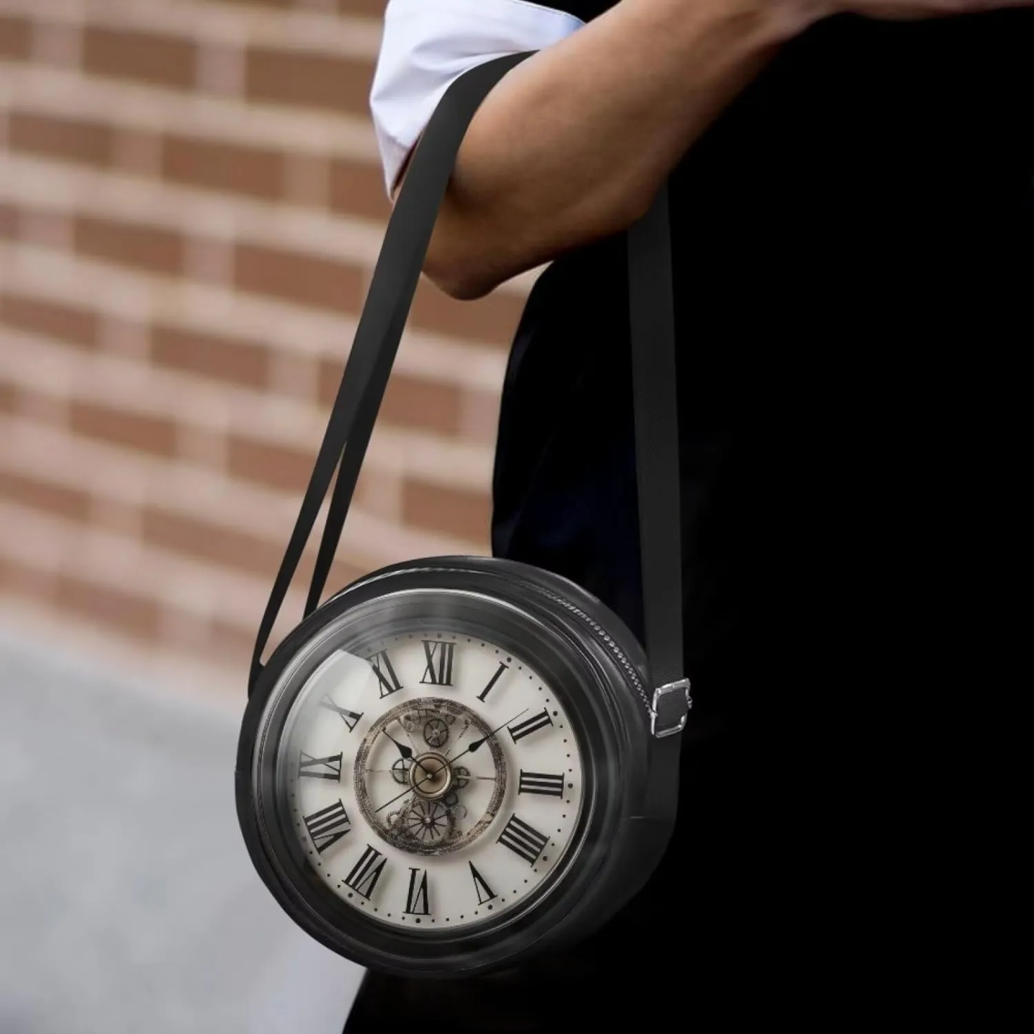 Round Crossbody Bags for Women, Leather Circle Purse Zipper Small Shoulder Bag with Adjustable Straps