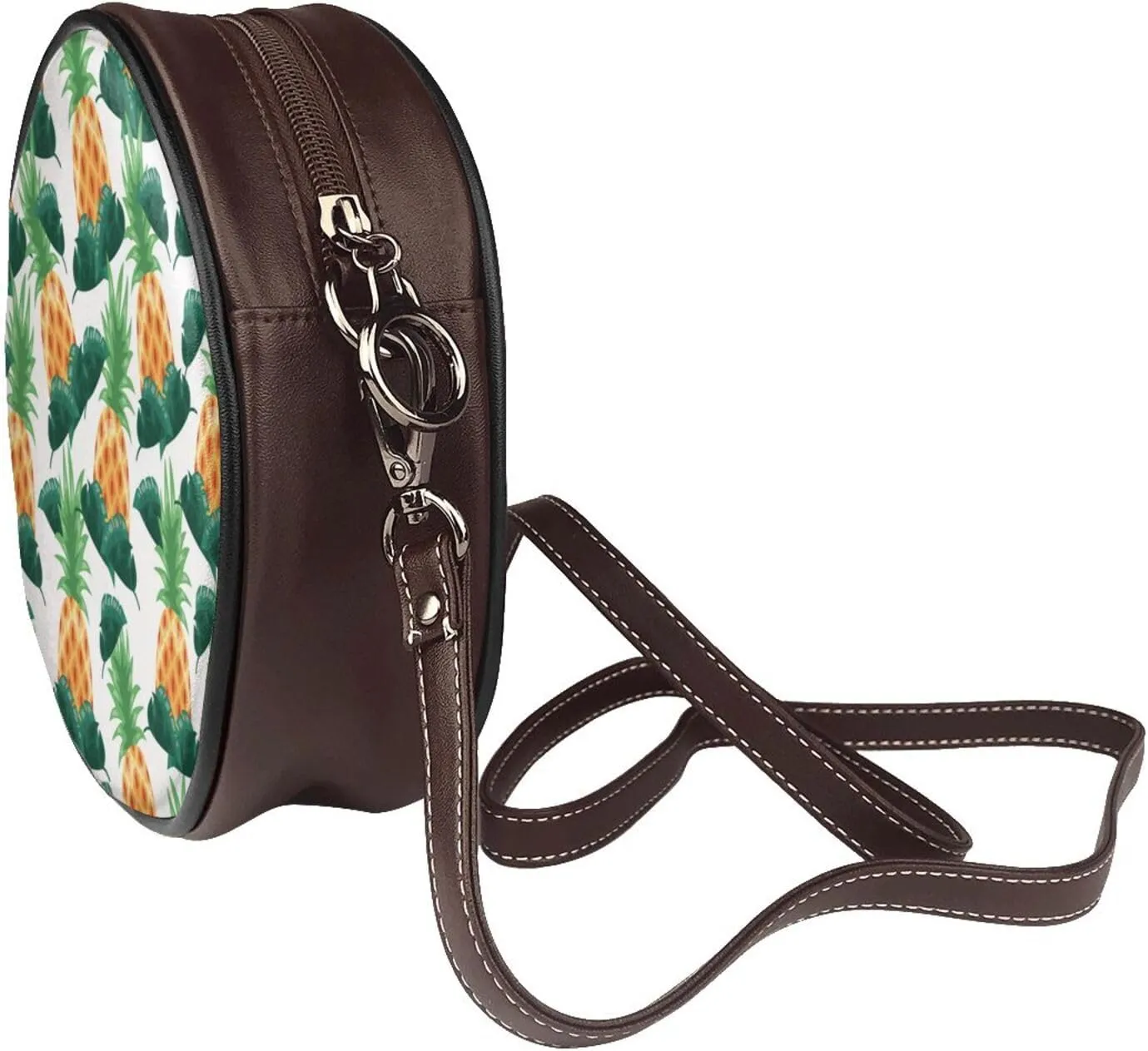 Round Faux Leather Crossbody Shoulder Sling Bag for Women