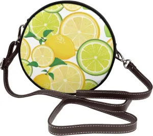 Round Faux Leather Crossbody Shoulder Sling Bag for Women