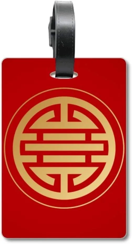 Round Gold Harmonious Prosperous Suitcase Bag Tag Luggage Card Hanging Scutcheon Label