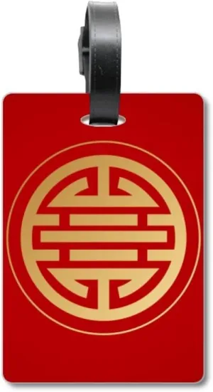 Round Gold Harmonious Prosperous Suitcase Bag Tag Luggage Card Hanging Scutcheon Label