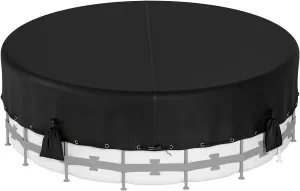 Round Pool Cover, 600D Oxford Cloth Pool Covers for Above Ground Pools, Pool Solar Cover W/4 Weight sandbags, Waterproof Dustproof Swimming Stock Tank Pool Protector (Black, 18 FT)