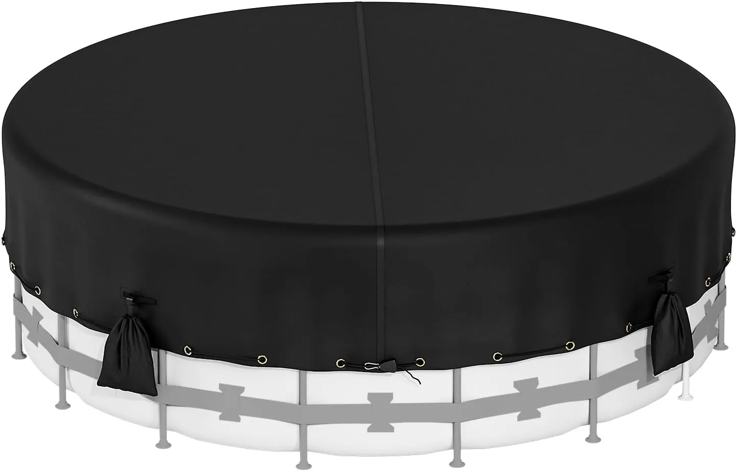 Round Pool Cover, 600D Oxford Cloth Pool Covers for Above Ground Pools, Pool Solar Cover W/4 Weight sandbags, Waterproof Dustproof Swimming Stock Tank Pool Protector (Black, 18 FT)