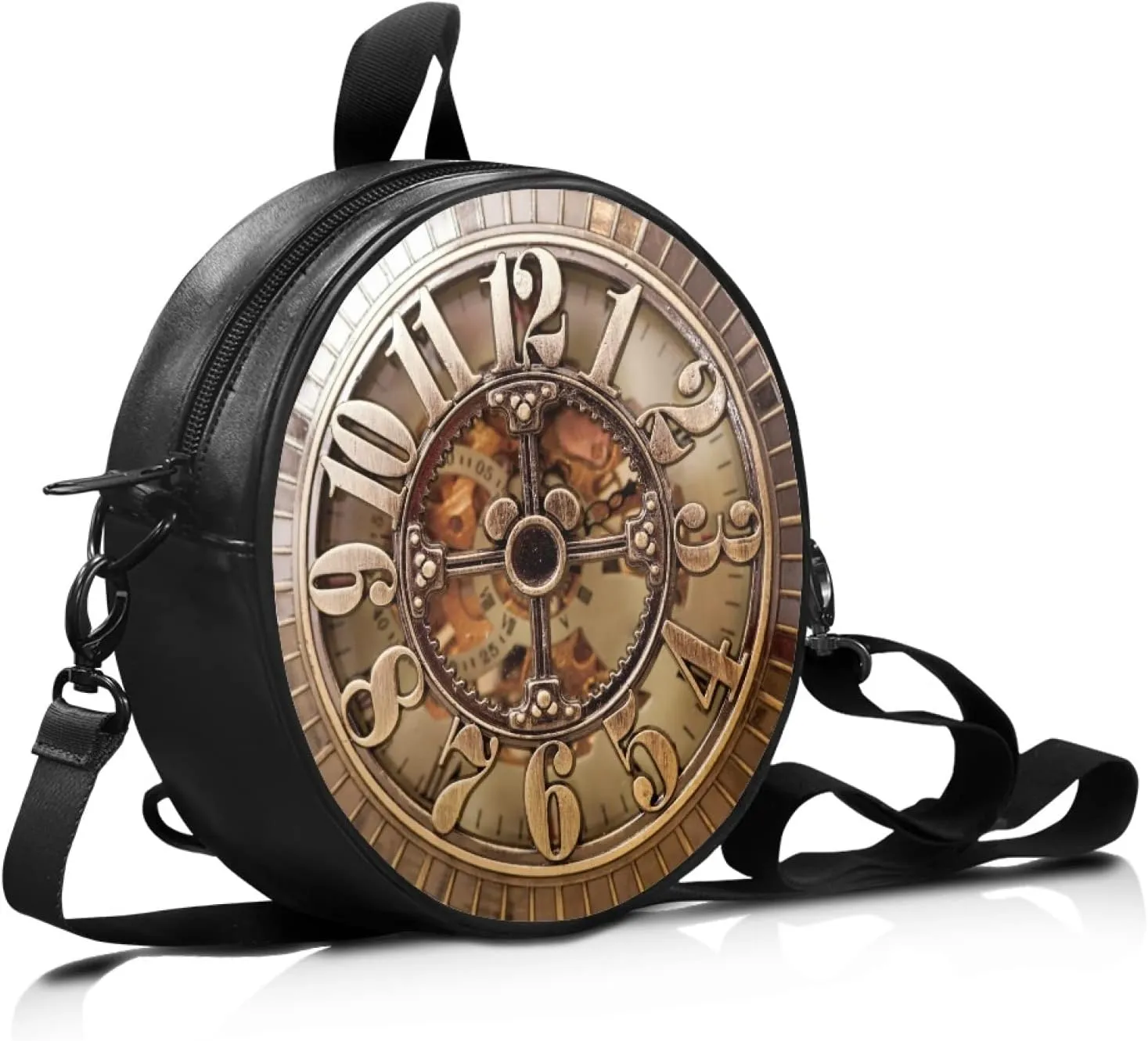 Round Women's Tote Handbags, PU Leather Round Crossbody Bags for Women, Small Durable Satchel Bag Clutch Purse
