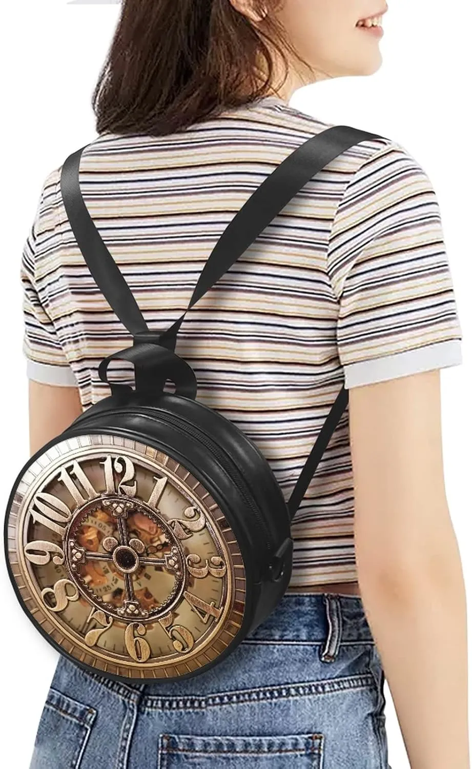 Round Women's Tote Handbags, PU Leather Round Crossbody Bags for Women, Small Durable Satchel Bag Clutch Purse