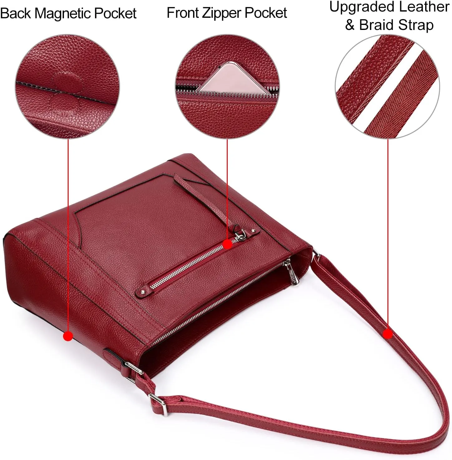 S-ZONE Medium Women Genuine Leather Crossbody Bags Cowhide Shoulder Handbag Ladies Purse