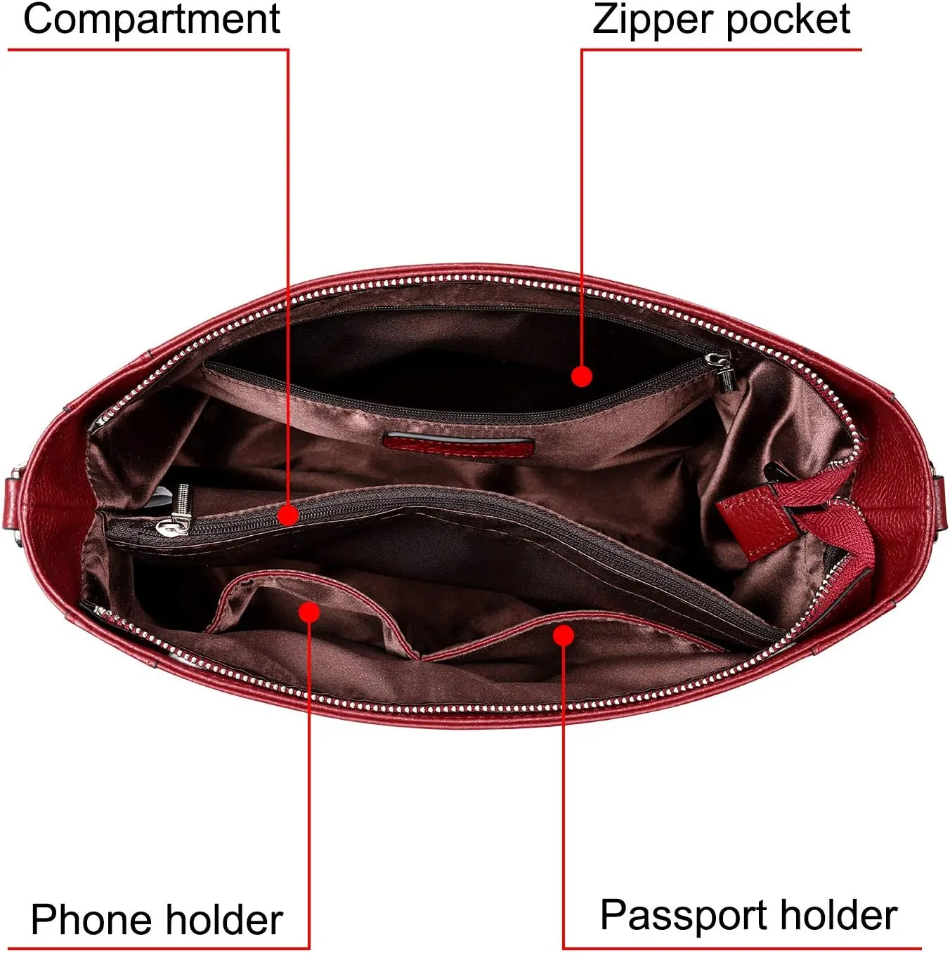 S-ZONE Medium Women Genuine Leather Crossbody Bags Cowhide Shoulder Handbag Ladies Purse