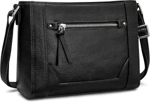 S-ZONE Medium Women Genuine Leather Crossbody Bags Cowhide Shoulder Handbag Ladies Purse