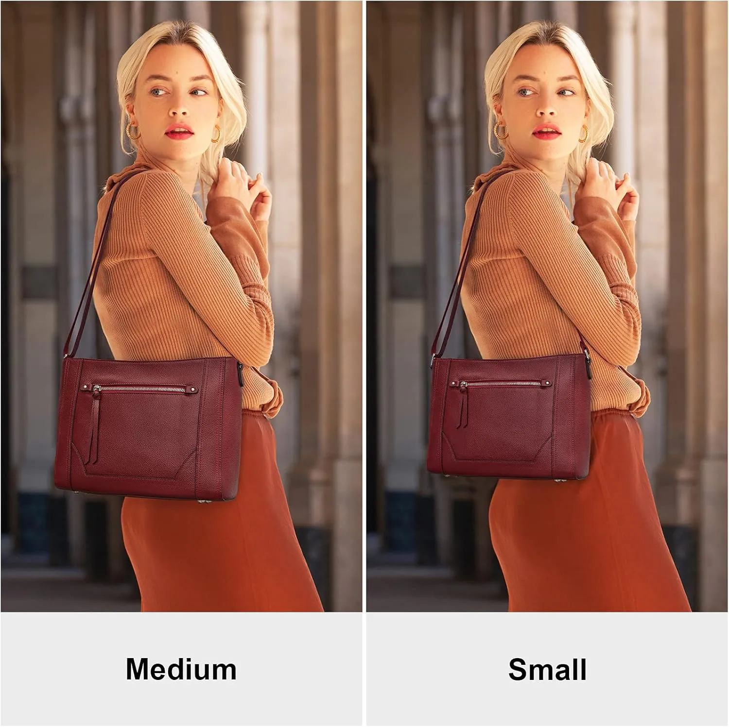 S-ZONE Medium Women Genuine Leather Crossbody Bags Cowhide Shoulder Handbag Ladies Purse