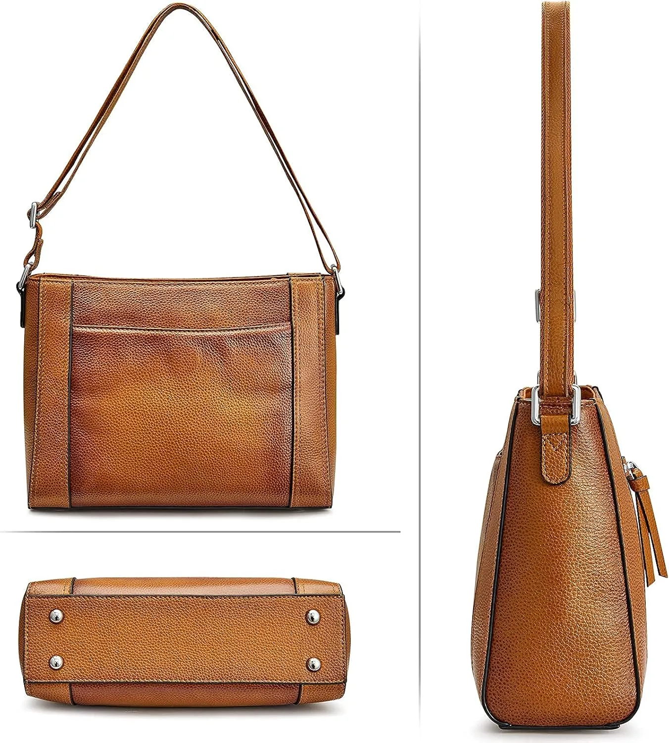 S-ZONE Medium Women Genuine Leather Crossbody Bags Cowhide Shoulder Handbag Ladies Purse