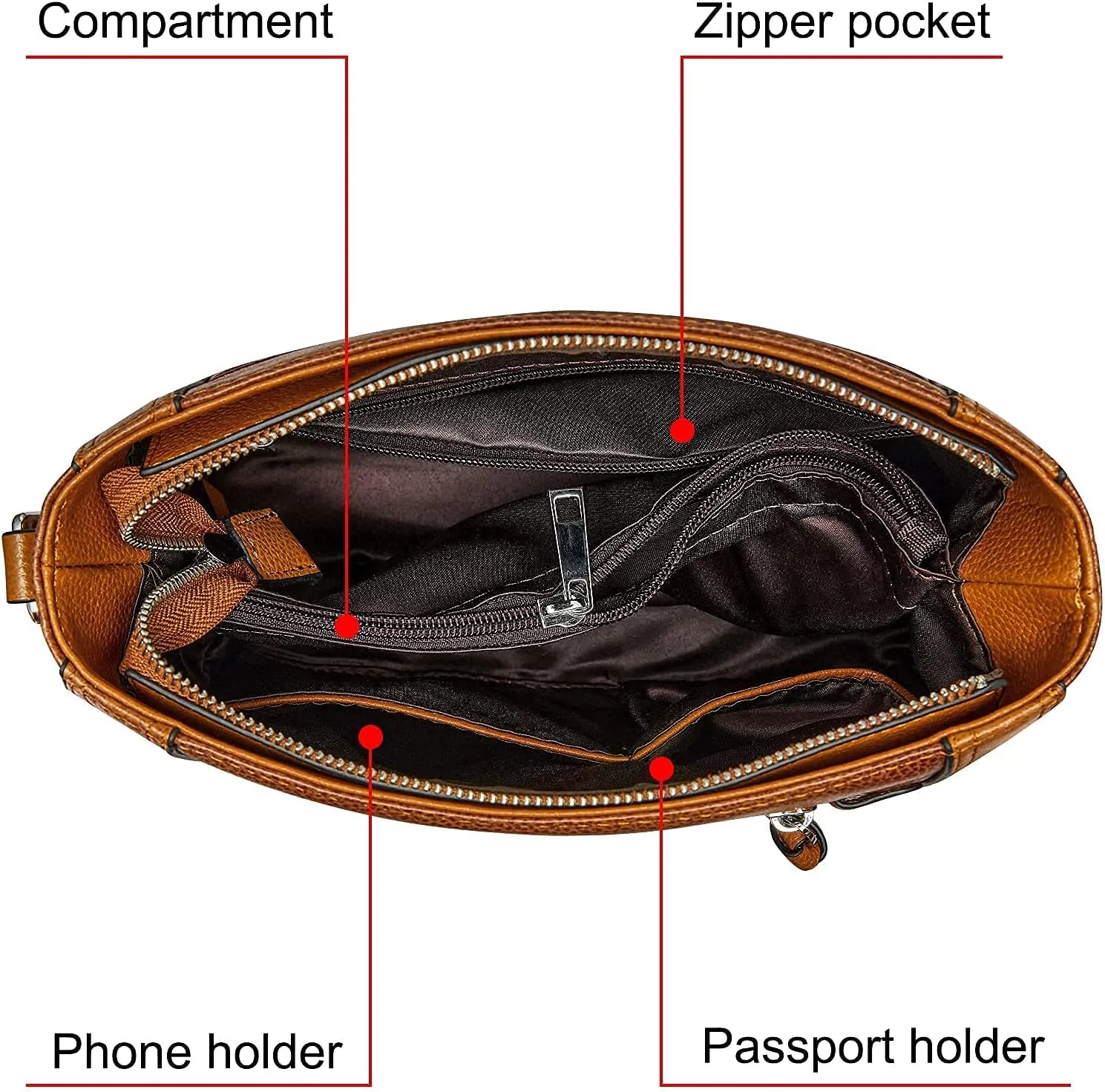 S-ZONE Medium Women Genuine Leather Crossbody Bags Cowhide Shoulder Handbag Ladies Purse