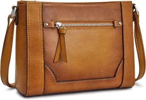 S-ZONE Medium Women Genuine Leather Crossbody Bags Cowhide Shoulder Handbag Ladies Purse
