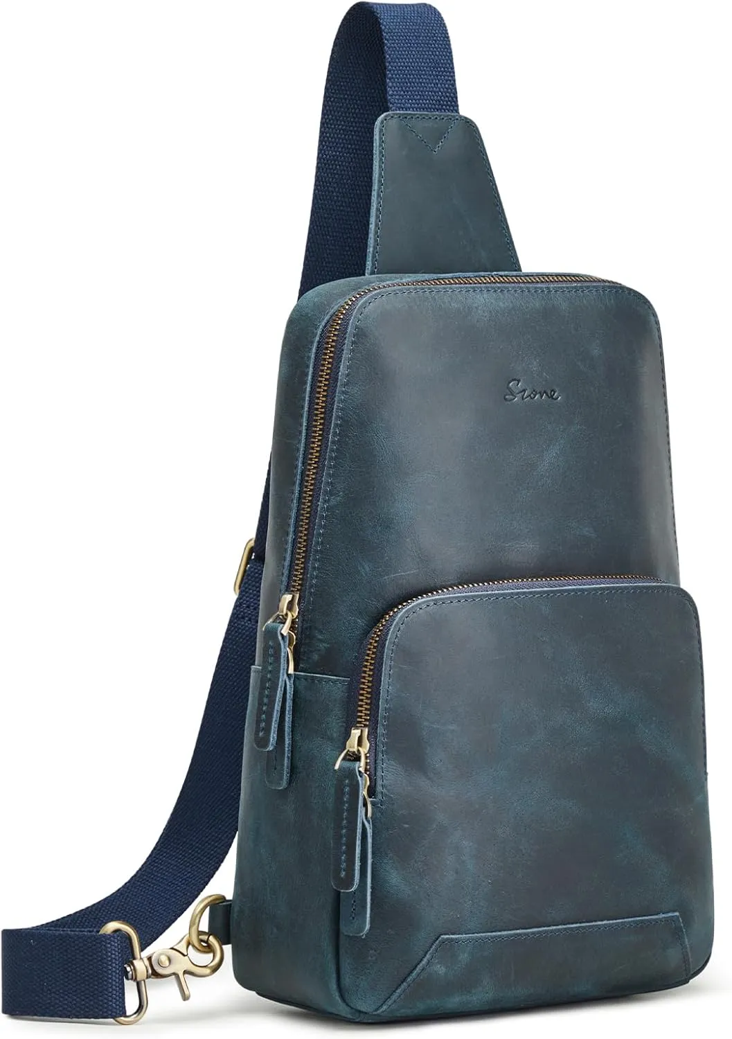 S-ZONE Sling Bag for Men Women RFID Blocking Genuine Leather Crossbody Shoulder Bag Backpack Hiking Daypack Travel
