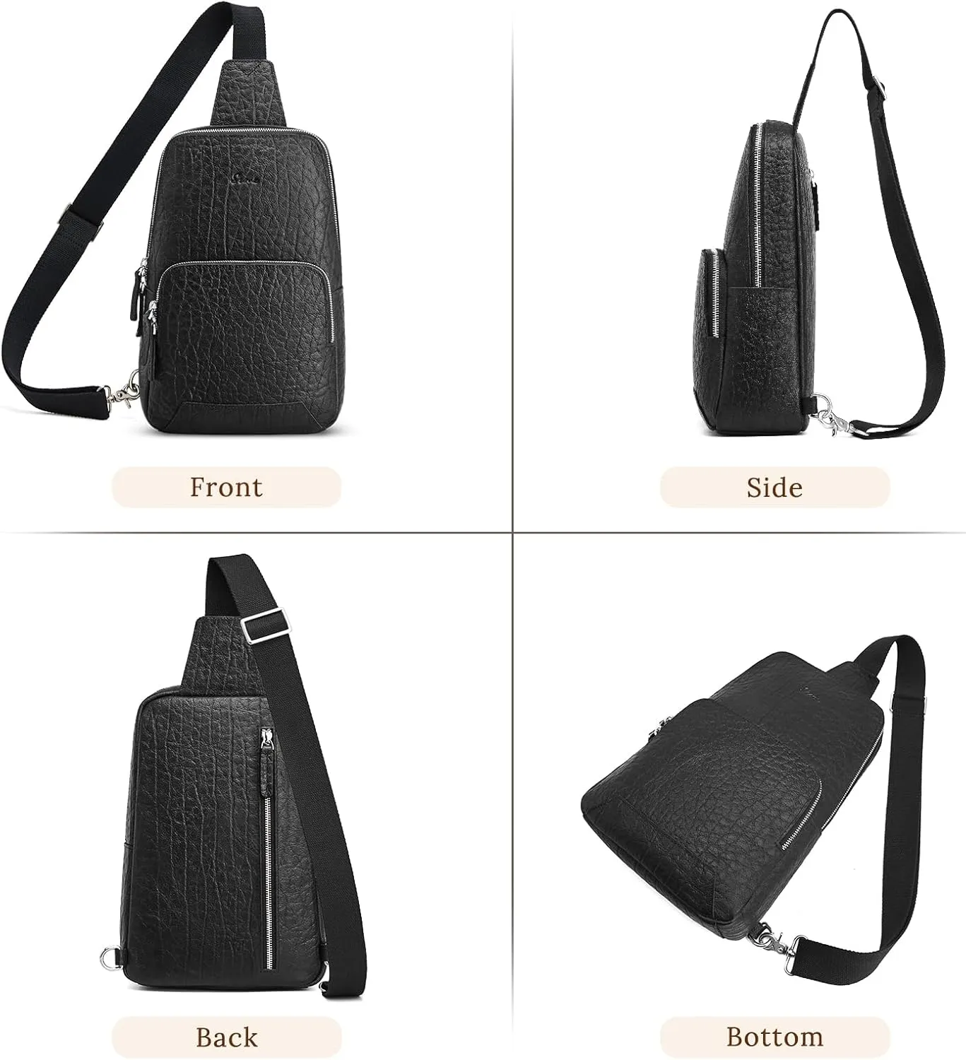 S-ZONE Sling Bag for Men Women RFID Blocking Genuine Leather Crossbody Shoulder Bag Backpack Hiking Daypack Travel