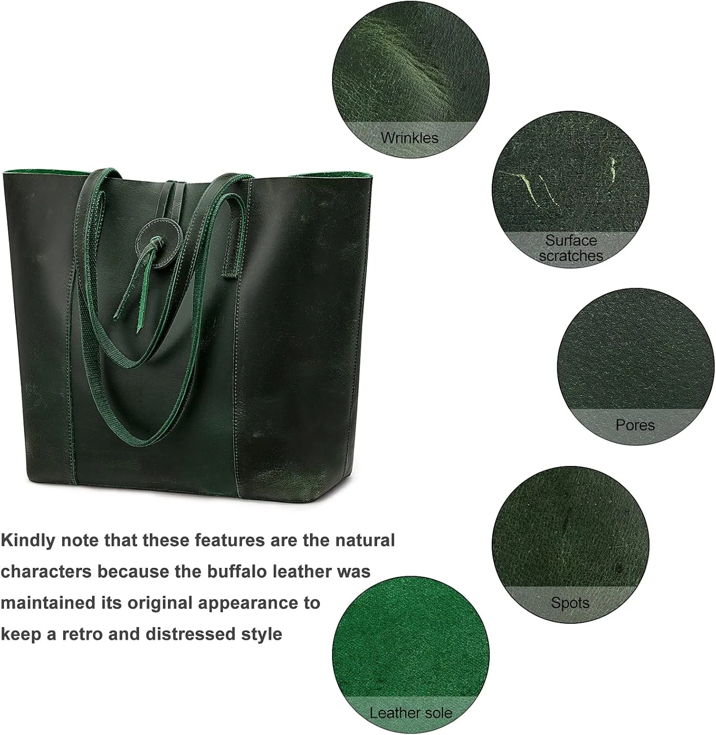 S-ZONE Vintage Genuine Leather Tote Bag for Women Large Shoulder Purse Handbag