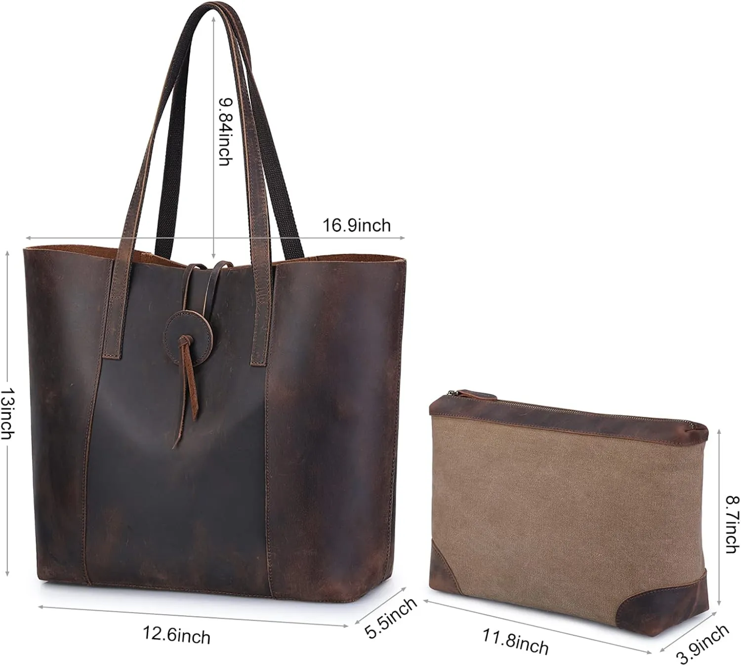 S-ZONE Vintage Genuine Leather Tote Bag for Women Large Shoulder Purse Handbag