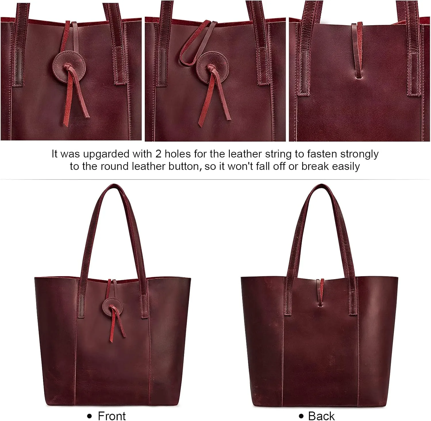S-ZONE Vintage Genuine Leather Tote Bag for Women Large Shoulder Purse Handbag