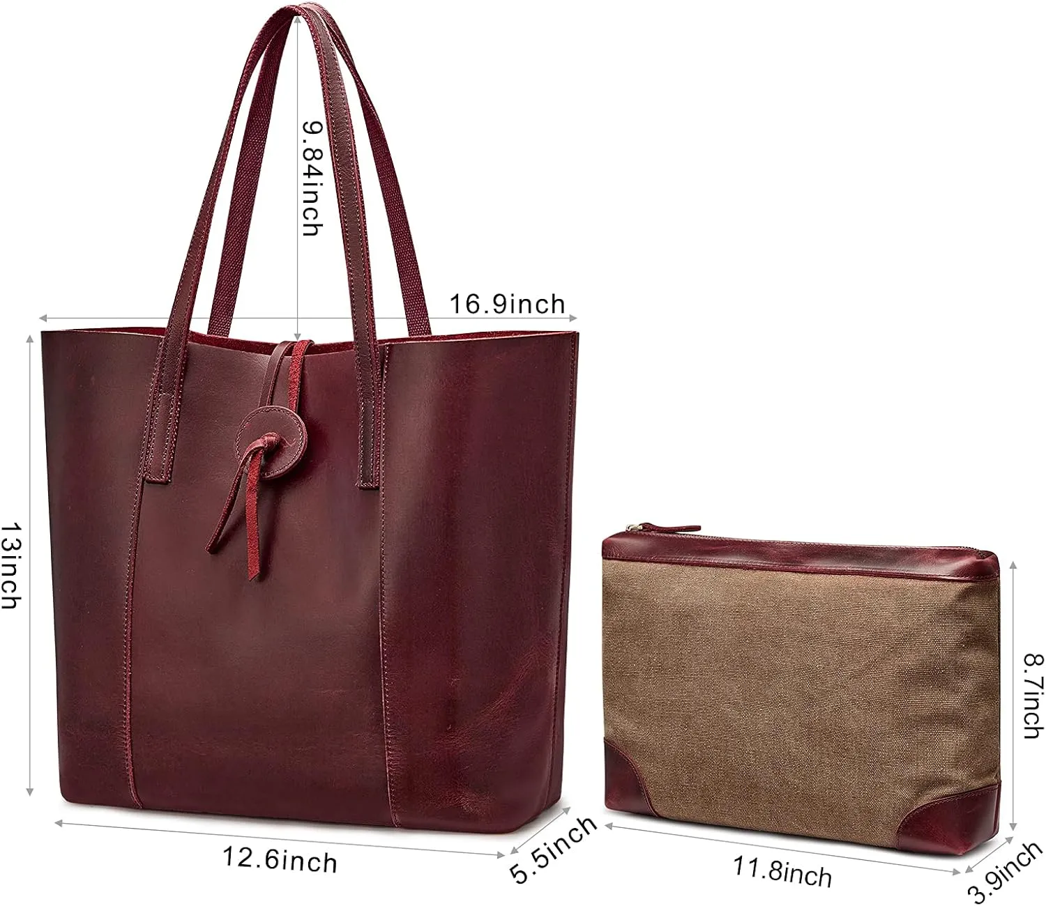 S-ZONE Vintage Genuine Leather Tote Bag for Women Large Shoulder Purse Handbag