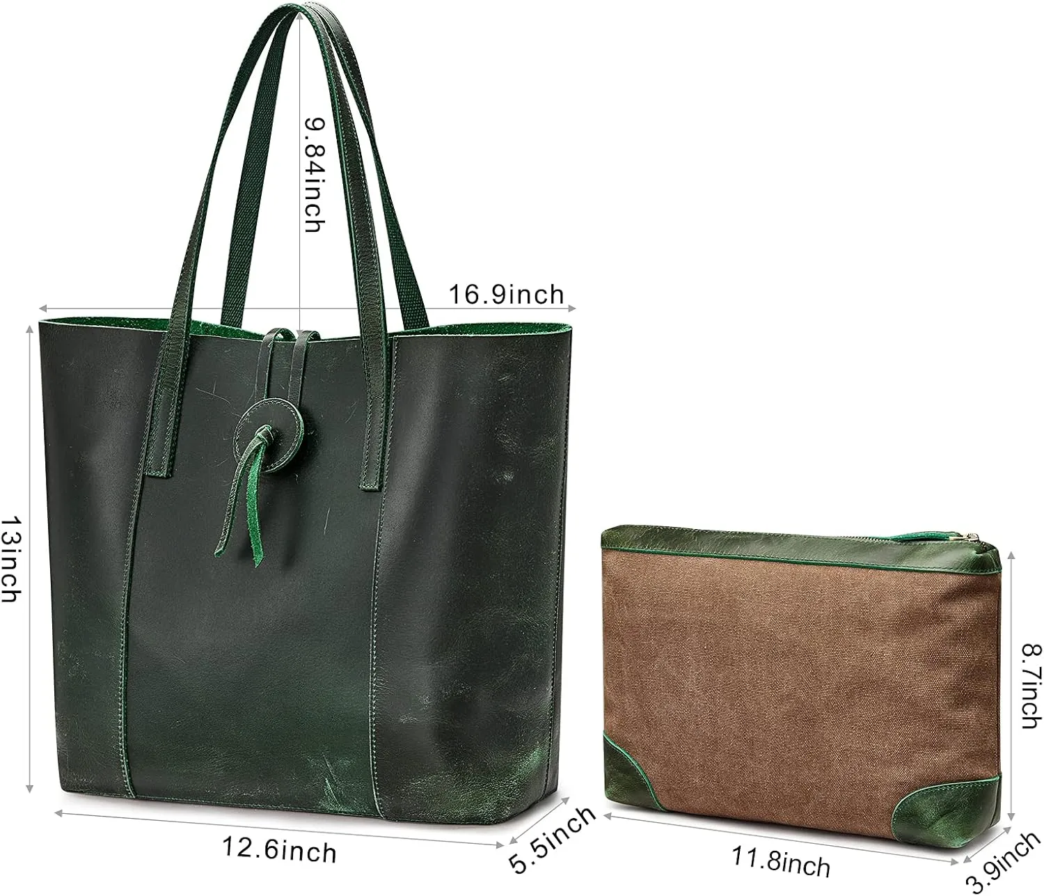 S-ZONE Vintage Genuine Leather Tote Bag for Women Large Shoulder Purse Handbag